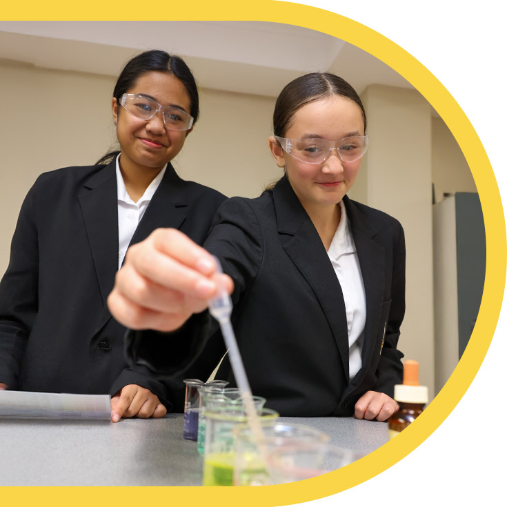 Students working in the science lab at St Agnes Catholic High School Rooty Hill