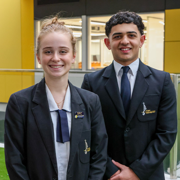 Students smiling at St Agnes Catholic High School Rooty Hill