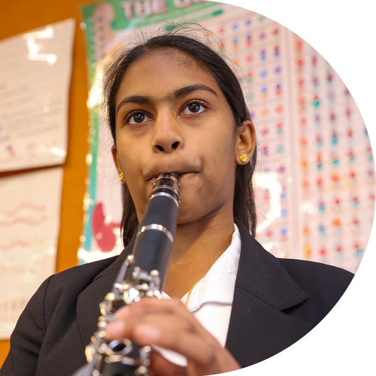 Student playing a clarinet at St Agnes Catholic High School Rooty Hill